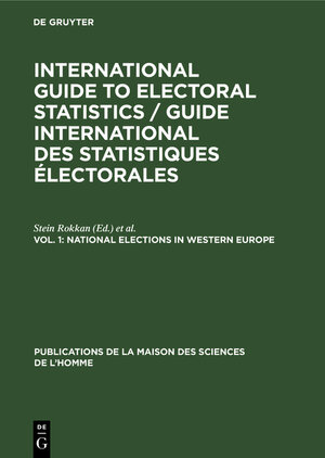 Buchcover International Guide to Electoral Statistics / Guide international... / National elections in Western Europe  | EAN 9783110993479 | ISBN 3-11-099347-3 | ISBN 978-3-11-099347-9
