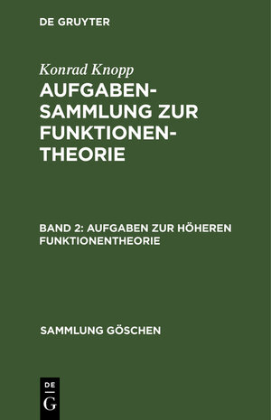 Buchcover Aufgaben zur höheren Funktionentheorie | EAN 9783111007816 | ISBN 3-11-100781-2 | ISBN 978-3-11-100781-6