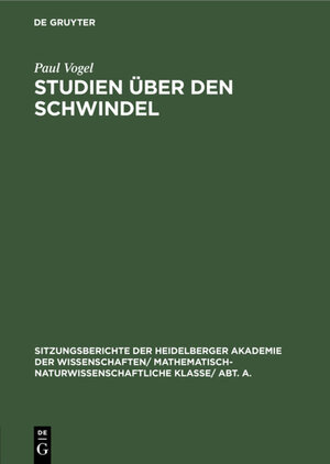 Buchcover Studien über den Schwindel | Paul Vogel | EAN 9783111046198 | ISBN 3-11-104619-2 | ISBN 978-3-11-104619-8
