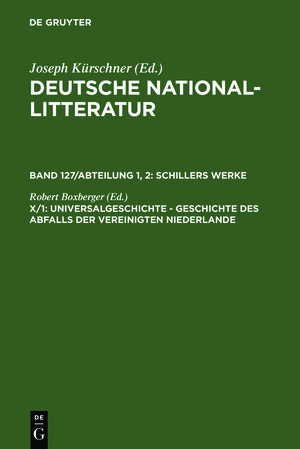 Buchcover Deutsche National-Litteratur. Schillers Werke / Universalgeschichte  | EAN 9783111061610 | ISBN 3-11-106161-2 | ISBN 978-3-11-106161-0