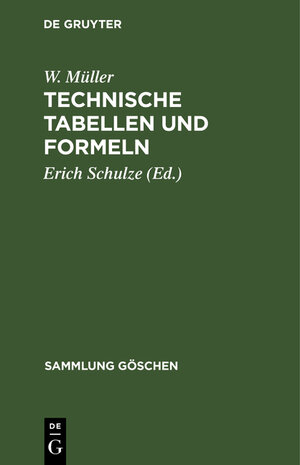 Buchcover Technische Tabellen und Formeln | W. Müller | EAN 9783111214917 | ISBN 3-11-121491-5 | ISBN 978-3-11-121491-7