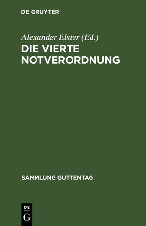 Buchcover Die vierte Notverordnung  | EAN 9783111254234 | ISBN 3-11-125423-2 | ISBN 978-3-11-125423-4