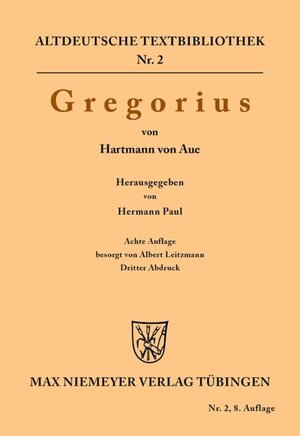 Buchcover Gregorius | Hartmann von Aue | EAN 9783111280424 | ISBN 3-11-128042-X | ISBN 978-3-11-128042-4