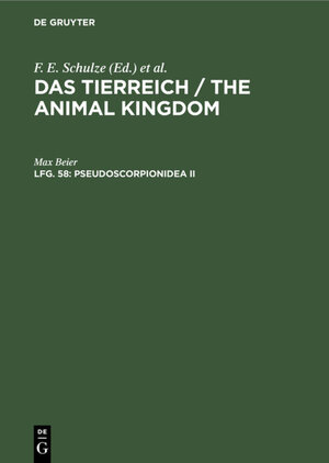 Buchcover Pseudoscorpionidea II | Max Beier | EAN 9783111385402 | ISBN 3-11-138540-X | ISBN 978-3-11-138540-2