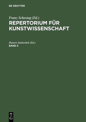 Buchcover Repertorium für Kunstwissenschaft / Repertorium für Kunstwissenschaft. Band 5  | EAN 9783111599397 | ISBN 3-11-159939-6 | ISBN 978-3-11-159939-7