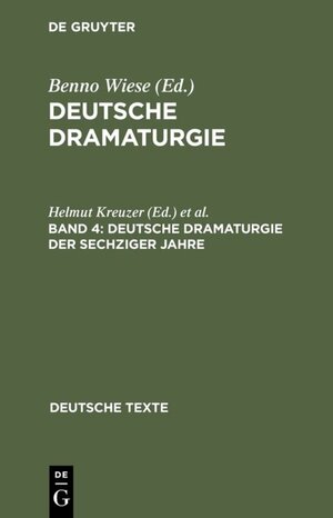 Buchcover Deutsche Dramaturgie / Deutsche Dramaturgie der Sechziger Jahre  | EAN 9783111624853 | ISBN 3-11-162485-4 | ISBN 978-3-11-162485-3