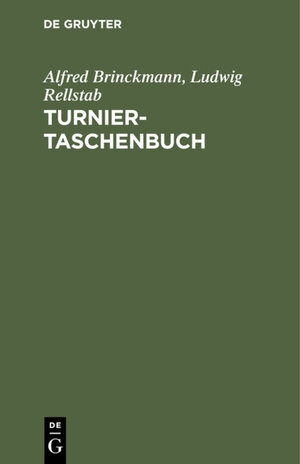 Buchcover Turnier-Taschenbuch | Alfred Brinckmann | EAN 9783111710631 | ISBN 3-11-171063-7 | ISBN 978-3-11-171063-1