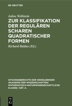 Buchcover Zur Klassifikation der regulären Scharen quadratischer Formen | Julius Wellstein | EAN 9783111718149 | ISBN 3-11-171814-X | ISBN 978-3-11-171814-9