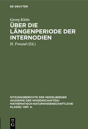 Buchcover Über die Längenperiode der Internodien | Georg Klebs | EAN 9783111727462 | ISBN 3-11-172746-7 | ISBN 978-3-11-172746-2
