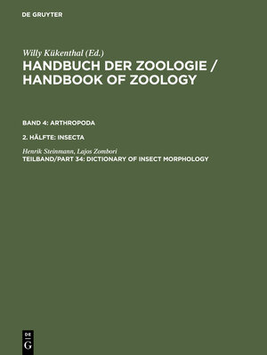Buchcover Handbook of Zoology/ Handbuch der Zoologie. Arthropoda. Insecta / Dictionary of Insect Morphology | Henrik Steinmann | EAN 9783111752945 | ISBN 3-11-175294-1 | ISBN 978-3-11-175294-5