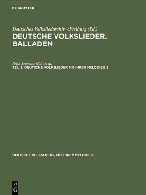 Buchcover Deutsche Volkslieder mit ihren Melodien  | EAN 9783112032558 | ISBN 3-11-203255-1 | ISBN 978-3-11-203255-8