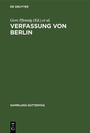 Buchcover Verfassung von Berlin  | EAN 9783112160664 | ISBN 3-11-216066-5 | ISBN 978-3-11-216066-4
