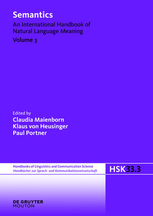 Buchcover Semantics / Semantics. Volume 3 | EAN 9783112191057 | ISBN 3-11-219105-6 | ISBN 978-3-11-219105-7