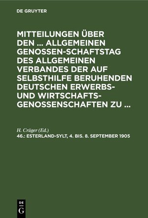 Buchcover Esterland-Sylt, 4. bis. 8. September 1905 | EAN 9783112387085 | ISBN 3-11-238708-2 | ISBN 978-3-11-238708-5