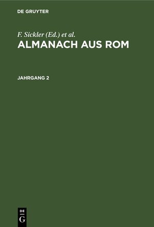 Buchcover Almanach aus Rom / Almanach aus Rom. Jahrgang 2 | EAN 9783112428191 | ISBN 3-11-242819-6 | ISBN 978-3-11-242819-1