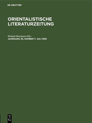 Buchcover Orientalistische Literaturzeitung / Juli 1936  | EAN 9783112615645 | ISBN 3-11-261564-6 | ISBN 978-3-11-261564-5