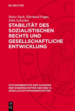 Buchcover Stabilität des sozialistischen Rechts und gesellschaftliche Entwicklung  | EAN 9783112737392 | ISBN 3-11-273739-3 | ISBN 978-3-11-273739-2