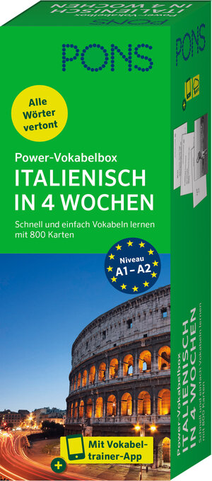 Buchcover PONS Power-Vokabelbox Italienisch in 4 Wochen  | EAN 9783125660205 | ISBN 3-12-566020-3 | ISBN 978-3-12-566020-5