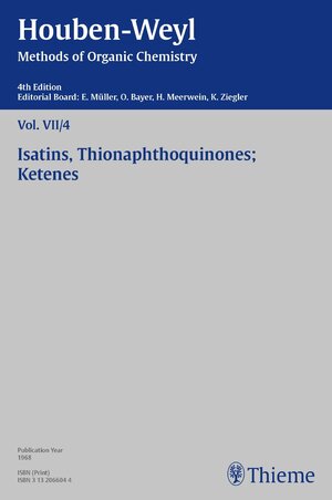 Buchcover Houben-Weyl Methods of Organic Chemistry Vol. VII/4, 4th Edition  | EAN 9783131805249 | ISBN 3-13-180524-2 | ISBN 978-3-13-180524-9