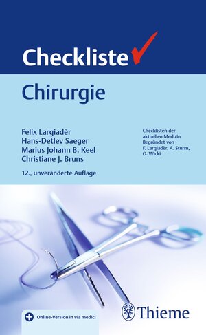Buchcover Checkliste Chirurgie  | EAN 9783132451834 | ISBN 3-13-245183-5 | ISBN 978-3-13-245183-4