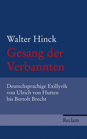Buchcover Gesang der Verbannten | Walter Hinck | EAN 9783150108352 | ISBN 3-15-010835-7 | ISBN 978-3-15-010835-2