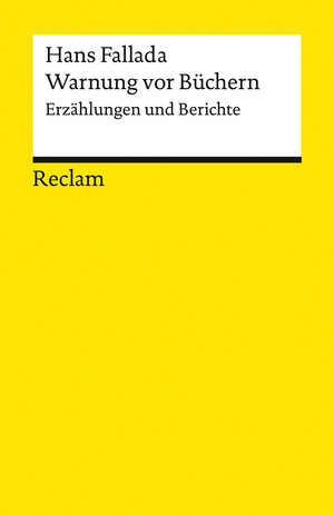 Buchcover Warnung vor Büchern | Hans Fallada | EAN 9783150140819 | ISBN 3-15-014081-1 | ISBN 978-3-15-014081-9