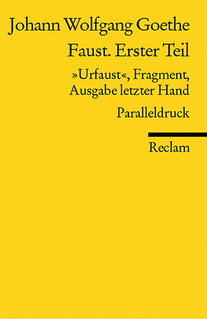 Buchcover Faust. Erster Teil | Johann W von Goethe | EAN 9783150183557 | ISBN 3-15-018355-3 | ISBN 978-3-15-018355-7