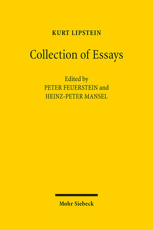 Buchcover Collection of Essays | Kurt Lipstein | EAN 9783161520624 | ISBN 3-16-152062-9 | ISBN 978-3-16-152062-4