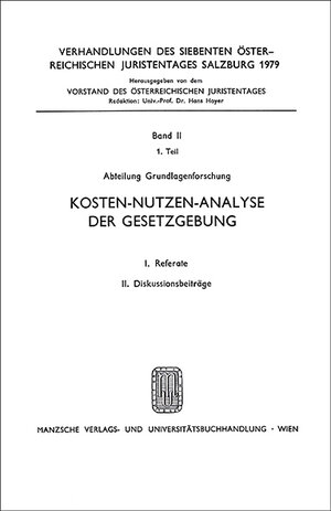 Buchcover Kosten-Nutzen-Analyse der Gesetzgebung  | EAN 9783214064037 | ISBN 3-214-06403-7 | ISBN 978-3-214-06403-7