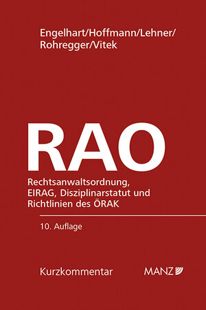 Buchcover Rechtsanwaltsordnung RAO | Karl F. Engelhart | EAN 9783214078133 | ISBN 3-214-07813-5 | ISBN 978-3-214-07813-3