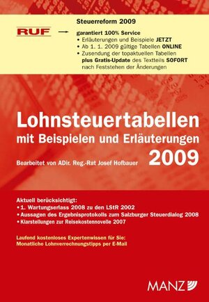 Buchcover RUF-Lohnsteuertabellen 2009 | Josef Hofbauer | EAN 9783214080501 | ISBN 3-214-08050-4 | ISBN 978-3-214-08050-1