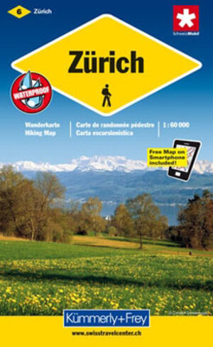 Wanderkarte Zürich 1 : 60 000. Sehenswürdigkeiten. Unterkunft und Verpflegung. Autobuslinien mit Haltestellen. Neu mit Index. GPS