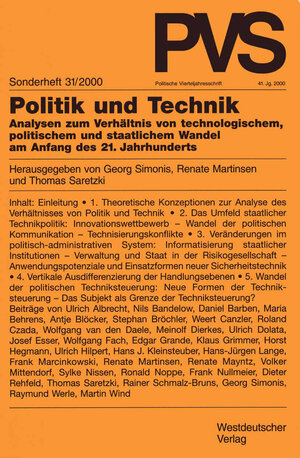 Buchcover Politik und Technik  | EAN 9783322803870 | ISBN 3-322-80387-2 | ISBN 978-3-322-80387-0