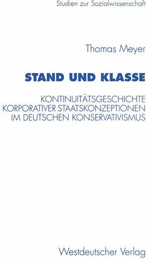Buchcover Stand und Klasse | Thomas Meyer | EAN 9783322868824 | ISBN 3-322-86882-6 | ISBN 978-3-322-86882-4