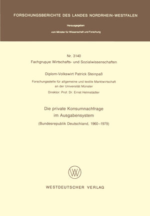 Buchcover Die private Konsumnachfrage im Ausgabensystem | Patrick Steinpass | EAN 9783322875761 | ISBN 3-322-87576-8 | ISBN 978-3-322-87576-1