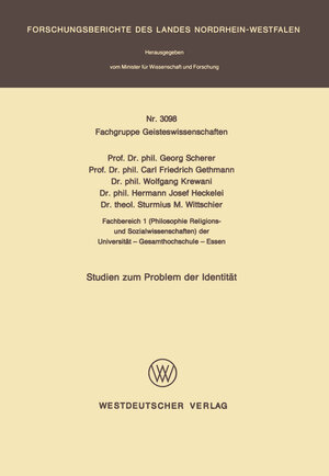 Buchcover Studien zum Problem der Identität | Georg Scherer | EAN 9783322876195 | ISBN 3-322-87619-5 | ISBN 978-3-322-87619-5