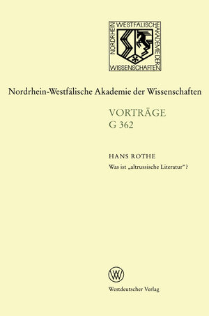 Buchcover Was ist „altrussische Literatur“? | Hans Rothe | EAN 9783322876317 | ISBN 3-322-87631-4 | ISBN 978-3-322-87631-7