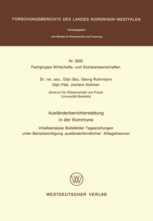 Buchcover Ausländerberichterstattung in der Kommune | Georg Ruhrmann | EAN 9783322877598 | ISBN 3-322-87759-0 | ISBN 978-3-322-87759-8