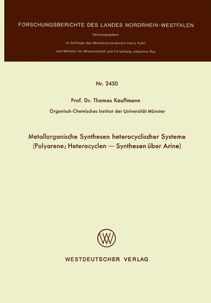 Buchcover Metallorganische Synthesen heterocyclischer Systeme | Thomas Kauffmann | EAN 9783322880710 | ISBN 3-322-88071-0 | ISBN 978-3-322-88071-0