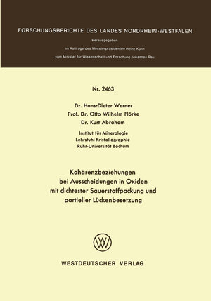 Buchcover Kohärenzbeziehungen bei Ausscheidungen in Oxiden mit dichtester Sauerstoffpackung und partieller Lückenbesetzung | Hans-Dieter Werner | EAN 9783322880734 | ISBN 3-322-88073-7 | ISBN 978-3-322-88073-4