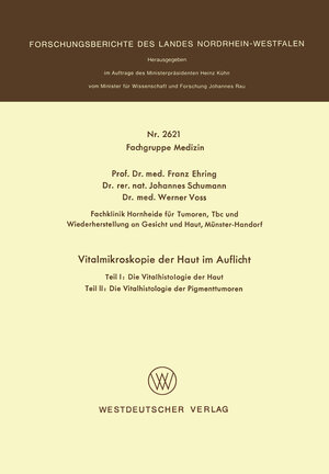 Buchcover Vitalmikroskopie der Haut im Auflicht | Franz Ehring | EAN 9783322881526 | ISBN 3-322-88152-0 | ISBN 978-3-322-88152-6
