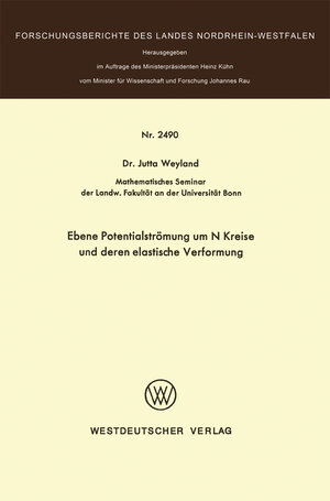 Buchcover Ebene Potentialströmung um N Kreise und deren elastische Verformung | Jutta Weyland | EAN 9783322881762 | ISBN 3-322-88176-8 | ISBN 978-3-322-88176-2