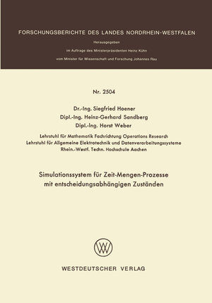 Buchcover Simulationssystem für Zeit-Mengen-Prozesse mit entscheidungsabhängigen Zuständen | Siegfried Hoener | EAN 9783322881779 | ISBN 3-322-88177-6 | ISBN 978-3-322-88177-9