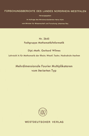Buchcover Mehrdimensionale Fourier Multiplikatoren vom iterierten Typ | Gerhard Wilmes | EAN 9783322881861 | ISBN 3-322-88186-5 | ISBN 978-3-322-88186-1