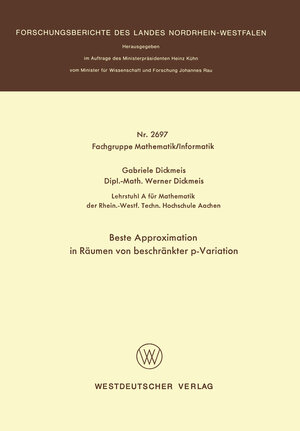 Buchcover Beste Approximation in Räumen von beschränkter p-Variation | Gabriele Dickmeis | EAN 9783322881908 | ISBN 3-322-88190-3 | ISBN 978-3-322-88190-8