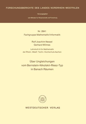 Buchcover Über Ungleichungen vom Bernstein-Nikolskii-Riesz-Typ in Banach Räumen | Rolf Joachim Nessel | EAN 9783322881915 | ISBN 3-322-88191-1 | ISBN 978-3-322-88191-5