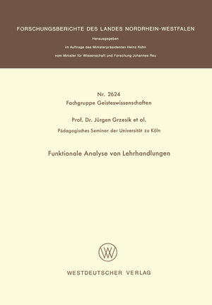 Buchcover Funktionale Analyse von Lehrhandlungen  | EAN 9783322882028 | ISBN 3-322-88202-0 | ISBN 978-3-322-88202-8