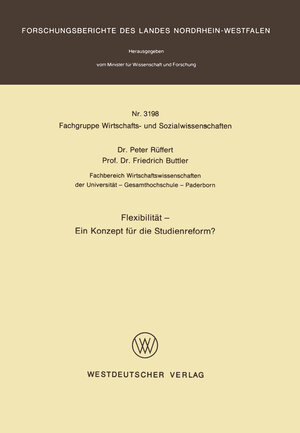 Buchcover Flexibilität — Ein Konzept für die Studienreform? | Peter Rüffert | EAN 9783322882097 | ISBN 3-322-88209-8 | ISBN 978-3-322-88209-7