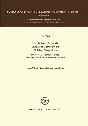 Buchcover Die Alkali-Kieselsäurereaktion | Udo Ludwig | EAN 9783322882578 | ISBN 3-322-88257-8 | ISBN 978-3-322-88257-8