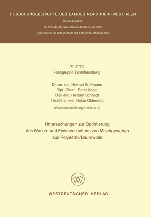 Buchcover Untersuchungen zur Optimierung des Wasch- und Finishverhaltens von Mischgeweben aus Polyester/Baumwolle  | EAN 9783322884091 | ISBN 3-322-88409-0 | ISBN 978-3-322-88409-1